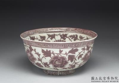 图片[2]-Bowl with  peony scrolls decoration in underglaze copper red, Ming dynasty, Hongwu reign, 1368-1398-China Archive